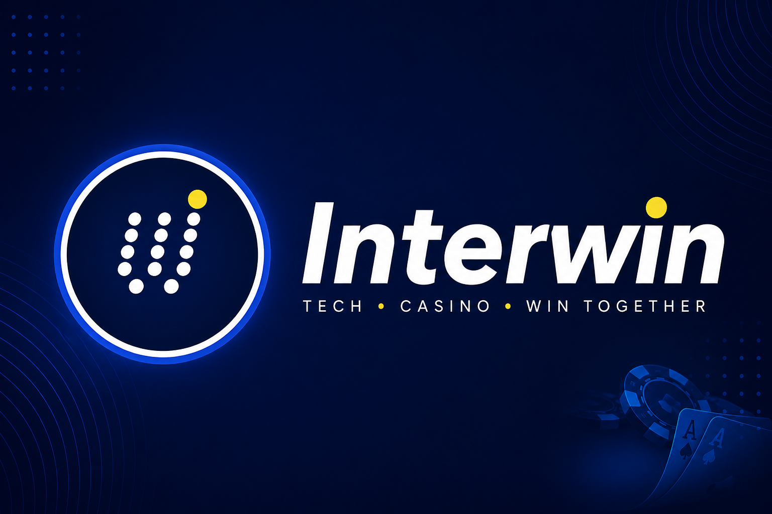Interwin: logo W titik-titik dan teks Interwin.